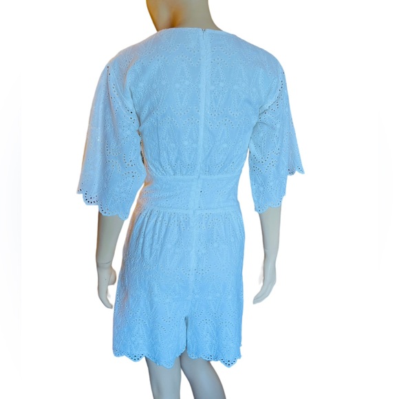 NOTES du Nord Omia Cotton Eyelet Romper Size 34 back zip closure All over eyelet - Picture 2 of 14